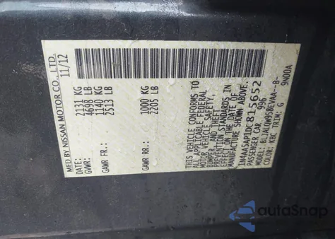 2013 Nissan Maxima 3.5 S из США, поврежденный, VIN 1N4AA5AP1DC815652